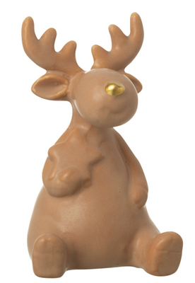 Figurka Renifer Porcelanowy Brązowy